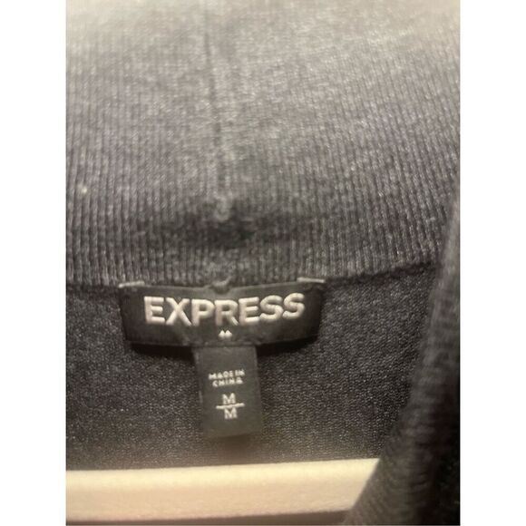 Express Long Sleeve Ruched Mock Neck Grey Dress - Picture 4 of 5